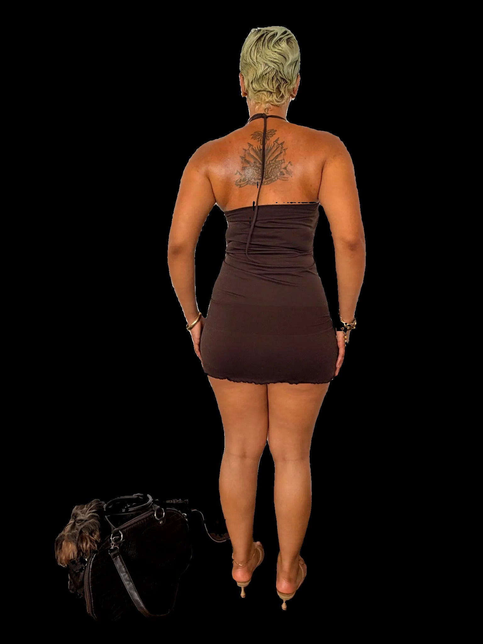 baddie wearing bodycon browny2k mini dress