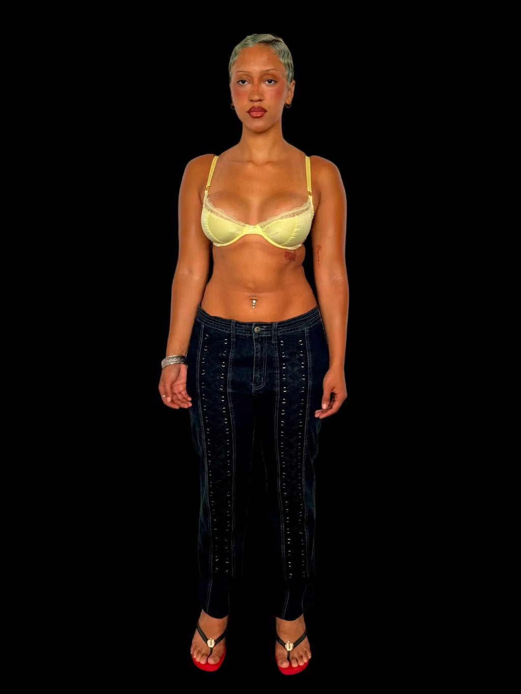 baddie wearing y2k laced pants