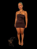 baddie wearing bodycon browny2k mini dress