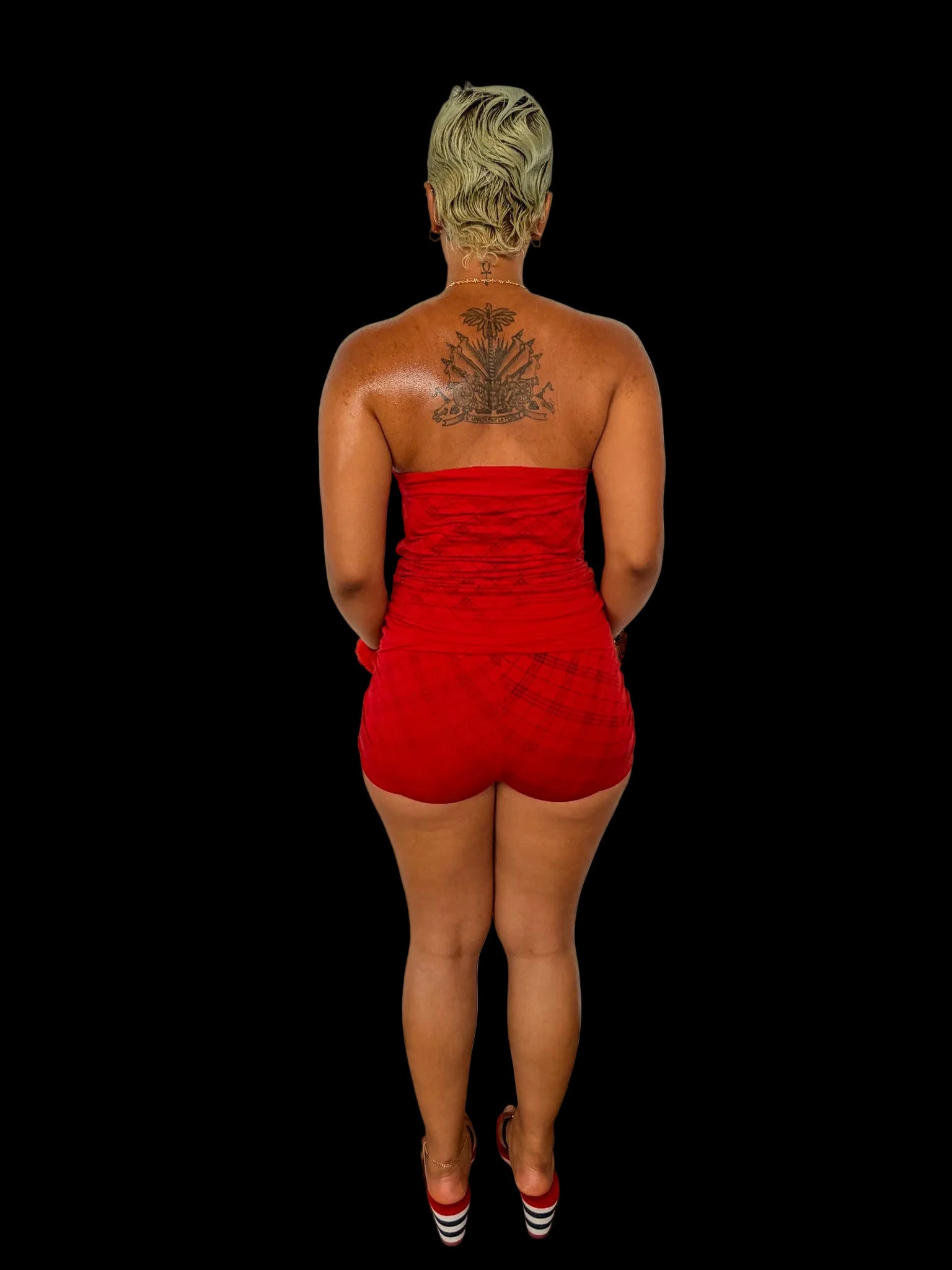 baddie wearing y2k vintage red romper 